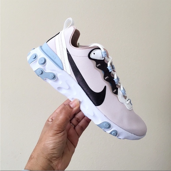 Nike React Element 55 SE Sneakers in Pink and Brown with Blue Details - Picture 10 of 16